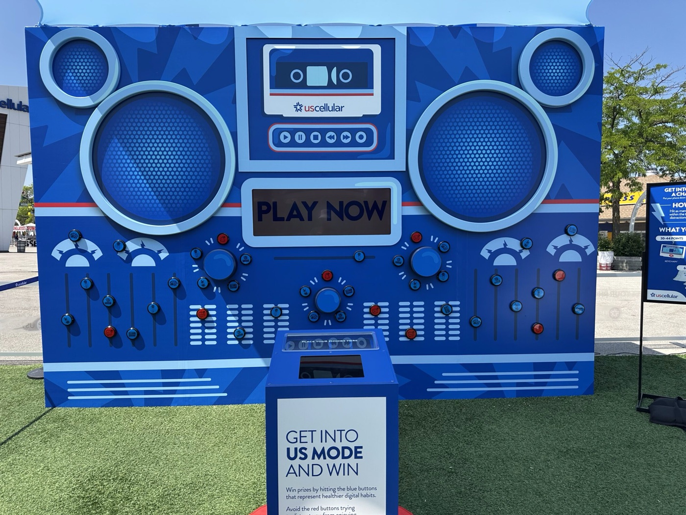The 15-foot UScellular boombox build with PLAY NOW screen and phone drop podium